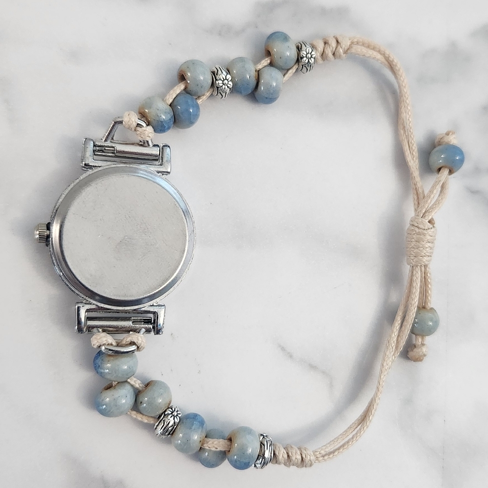 Ceramic Green Dial Beaded Bracelet Watch With Wax Rope - Picture 8 of 12